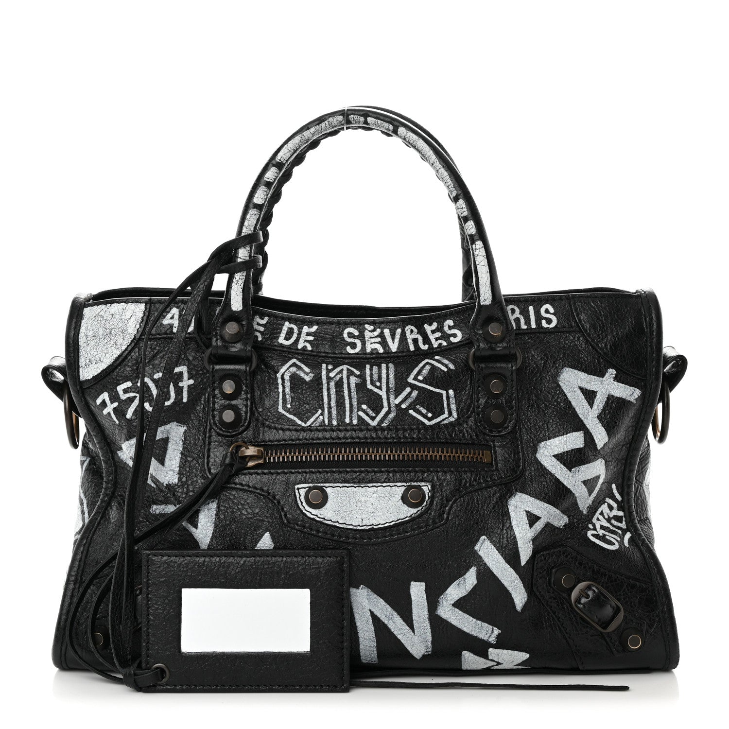 Balenciaga Agneau Classic Hardware Graffiti All Over S City Black 1 of 11
