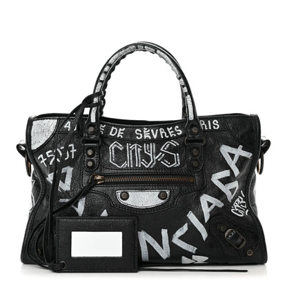 Balenciaga Agneau Classic Hardware Graffiti All Over S City Black 1 of 11