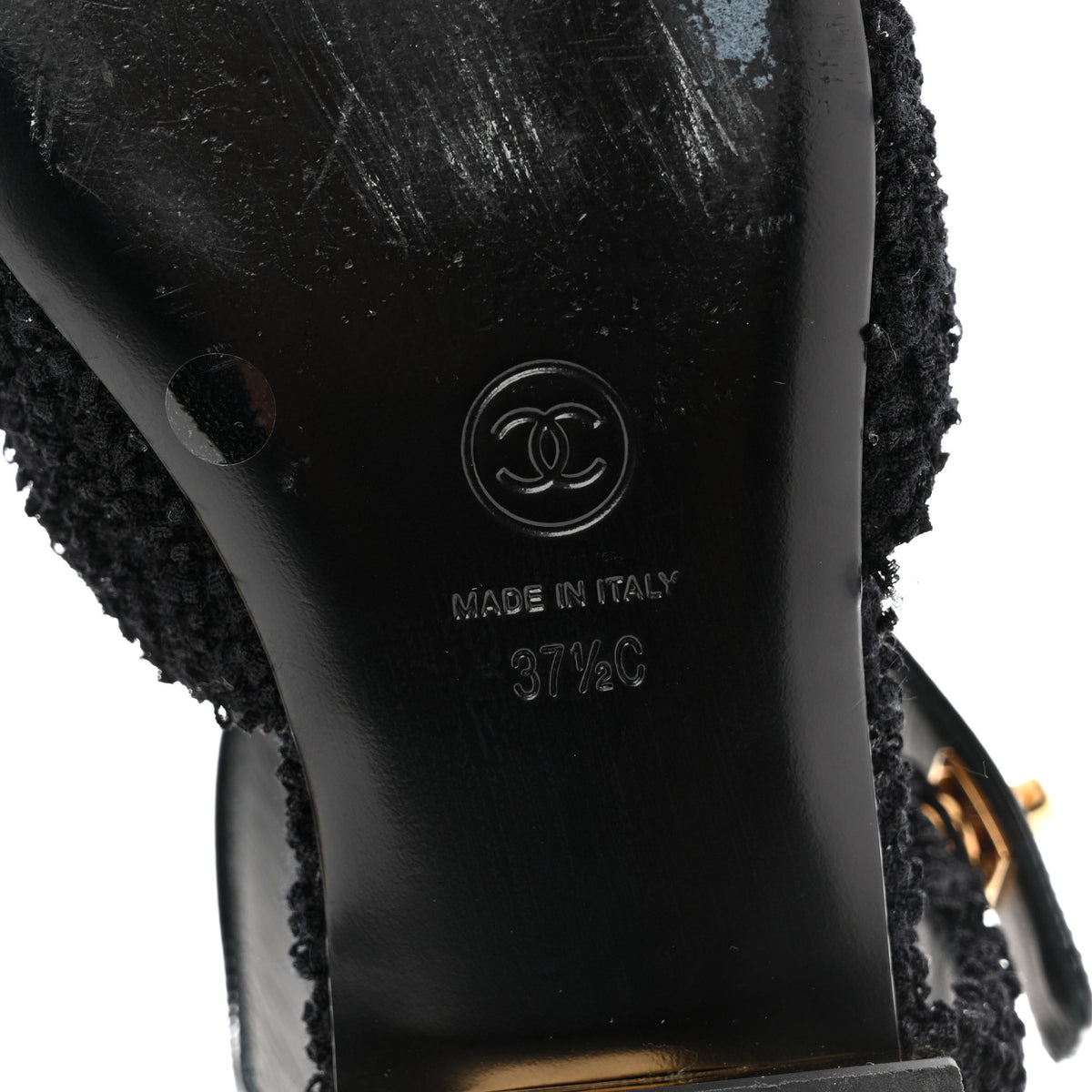 Chanel Tweed Patent Cap Toe Ballerina Flats 37.5 Black 8 of 11
