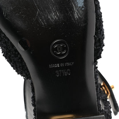 Chanel Tweed Patent Cap Toe Ballerina Flats 37.5 Black 8 of 11