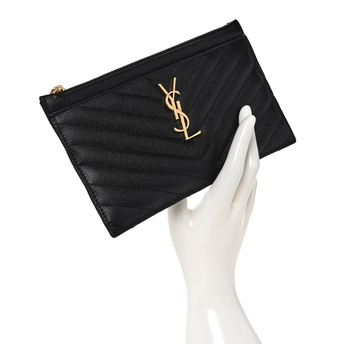 Grain De Poudre Chevron Monogram Large Bill Pouch Black