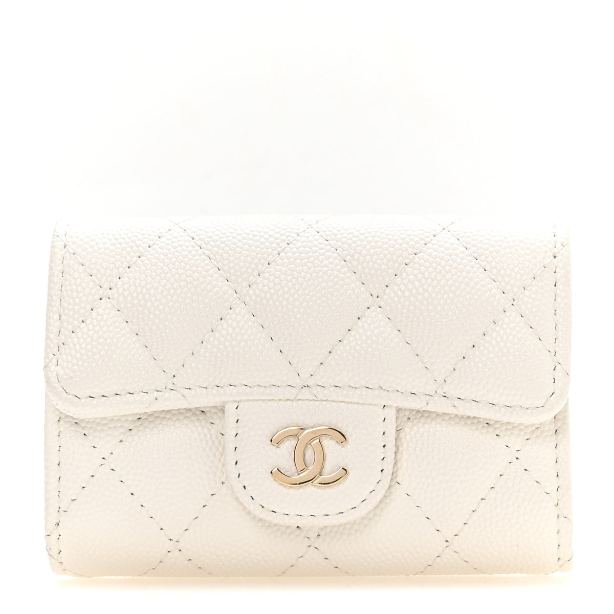 Caviar Quilted Classic 4 Key Holder Wallet White