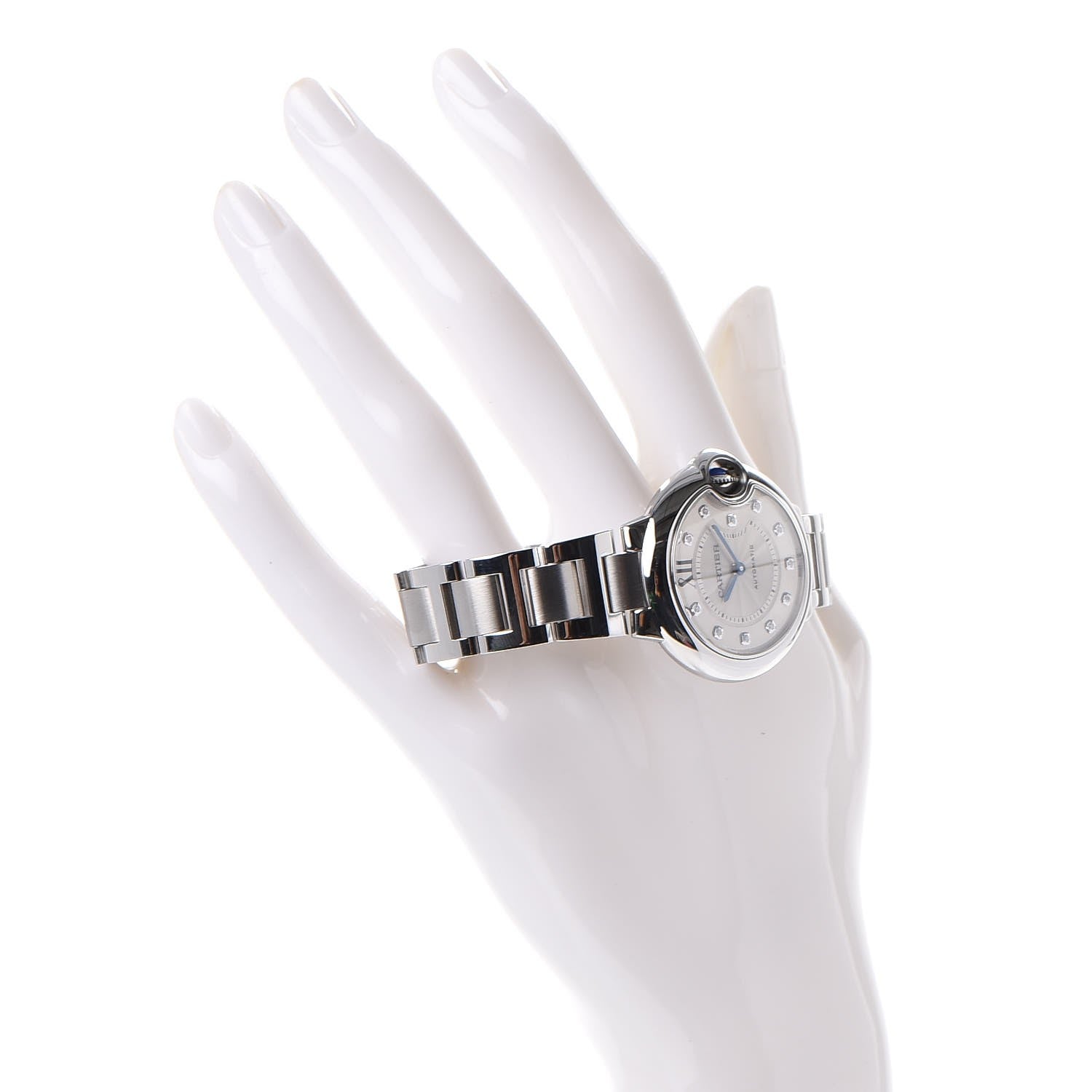 Cartier Stainless Steel Diamond 33mm Ballon Bleu De Automatic Watch 2 of 10