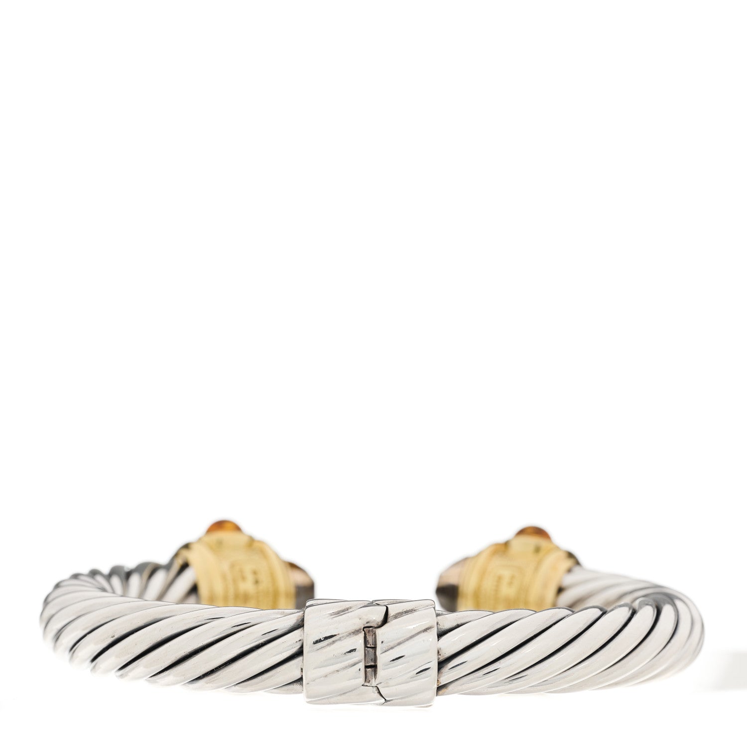 David Yurman Sterling Silver 18K Gold Smoky Quartz Citrine 10mm Cable Renaissance Bracelet 2 of 3