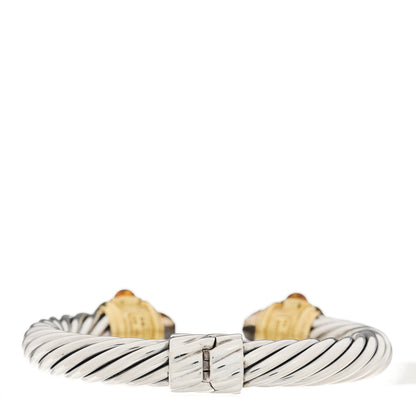 David Yurman Sterling Silver 18K Gold Smoky Quartz Citrine 10mm Cable Renaissance Bracelet 2 of 3