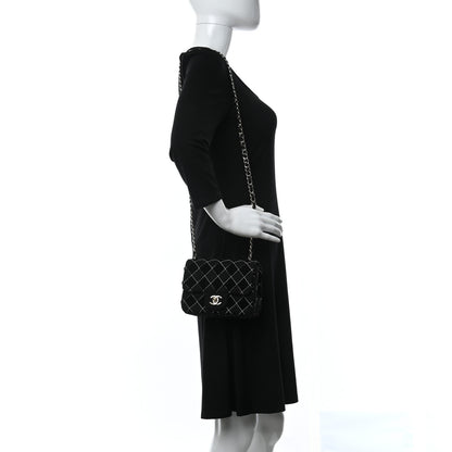 Chanel Velvet Tweed Quilted Mini Square Flap Black 2 of 11