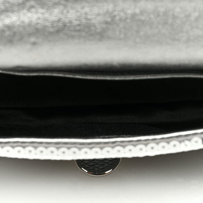 Miu Miu Paillettes Crystal Sequin Flap Argento 5 of 9