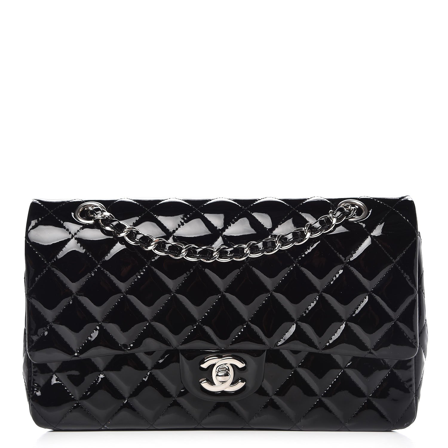 Chanel Patent Quilted Medium Double Flap Black 1 of 9