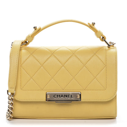 Chanel Grained Calfskin Quilted Small Label Click Flap Bag Yellow 1 of 7