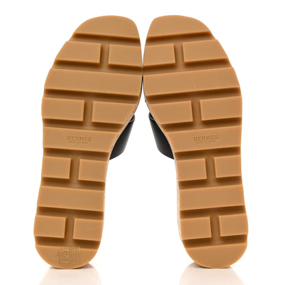Hermes Calfskin Cork Eze 30 Sandals 35 Black 5 of 9