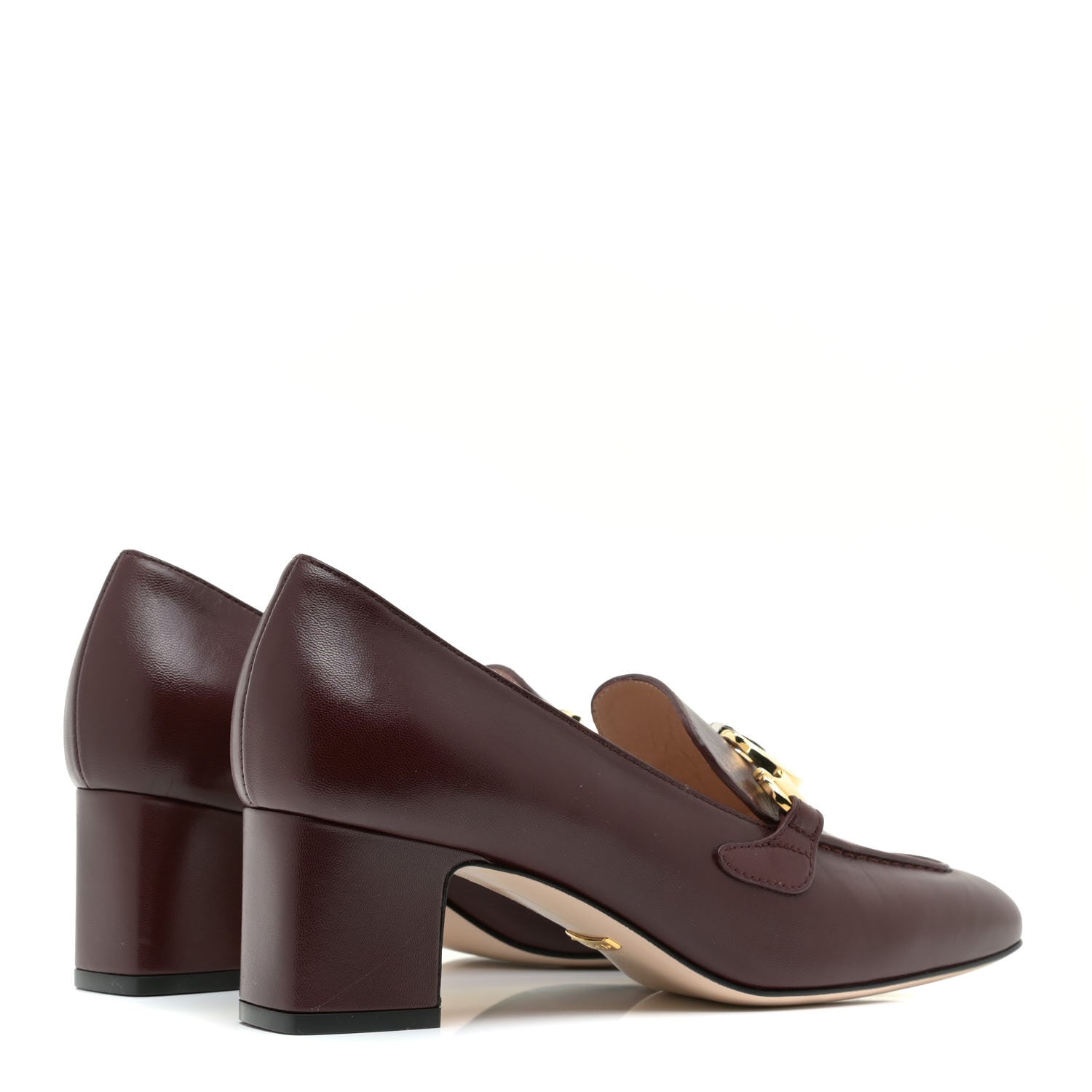 Gucci Malaga Kid Zumi Mid Heel Loafers 37.5 Vintage Bordeaux 4 of 9