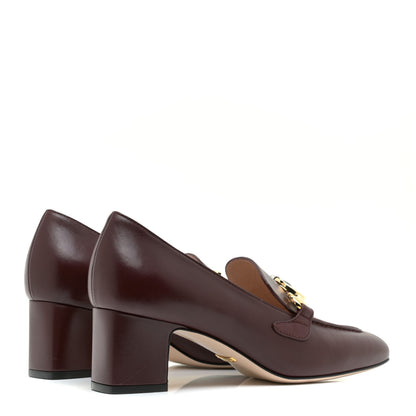 Gucci Malaga Kid Zumi Mid Heel Loafers 37.5 Vintage Bordeaux 4 of 9