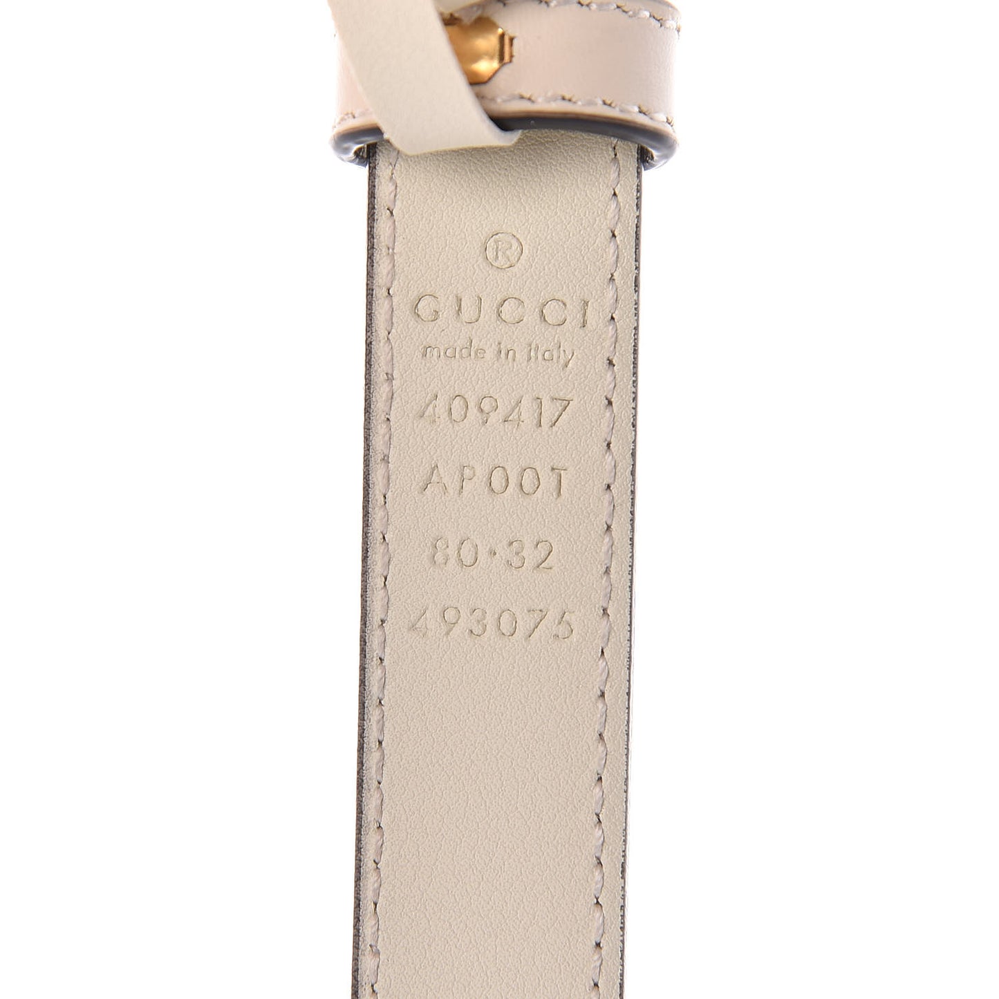 Calfskin Double G 20mm Belt 80 32 Mystic White