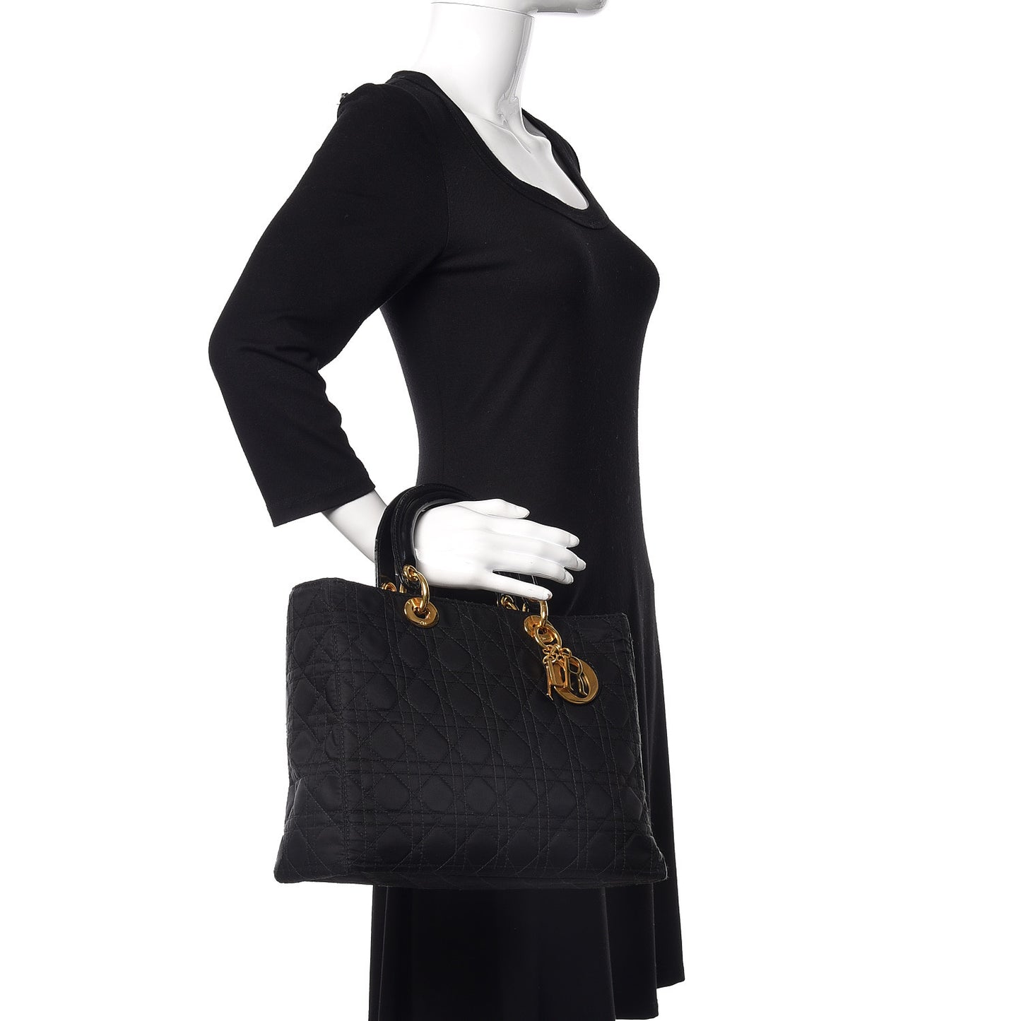 Nylon Cannage Large Lady Dior Black