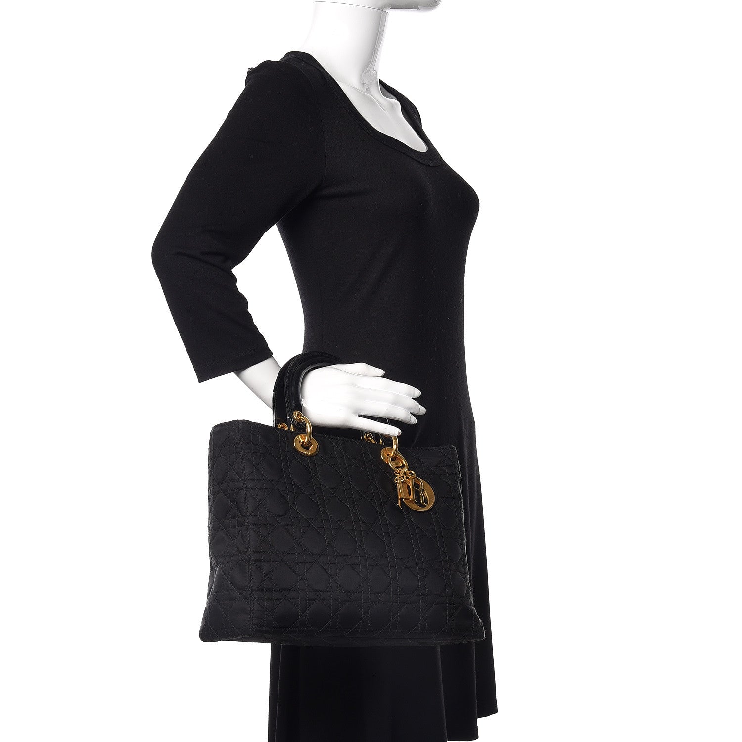 Christian Dior Nylon Cannage Large Lady Dior Black 2 of 10