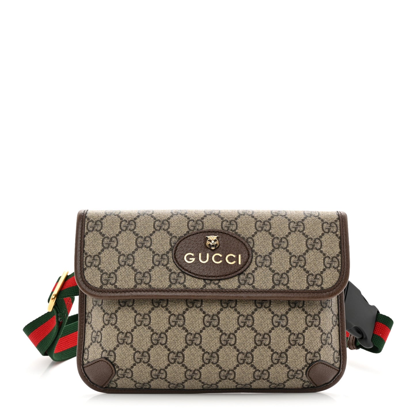 GG Supreme Monogram Neo Vintage Web Belt Bag Brown