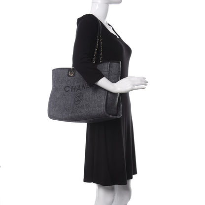 Chanel Woven Straw Raffia Small Deauville Tote Charcoal 2 of 10