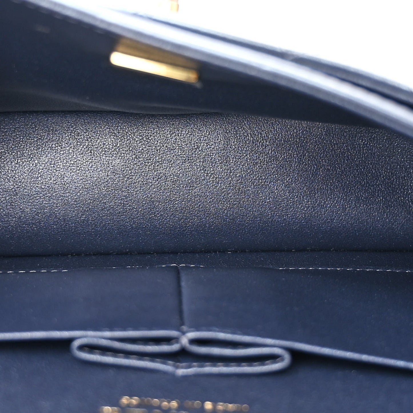 Metallic Lambskin Quilted Small Double Flap Dark Blue