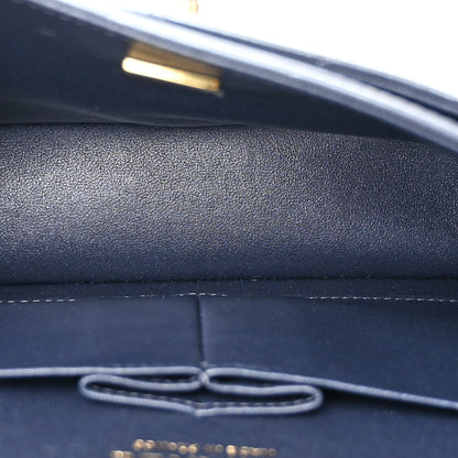 Chanel Metallic Lambskin Quilted Small Double Flap Dark Blue 5 of 12