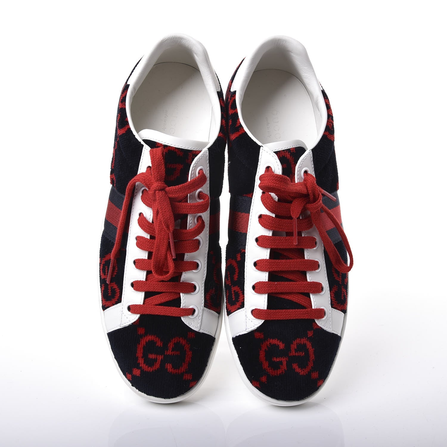 Gucci Terry Cloth GG Monogram Web Womens Ace Sneakers 39.5 Blue Red 5 of 11