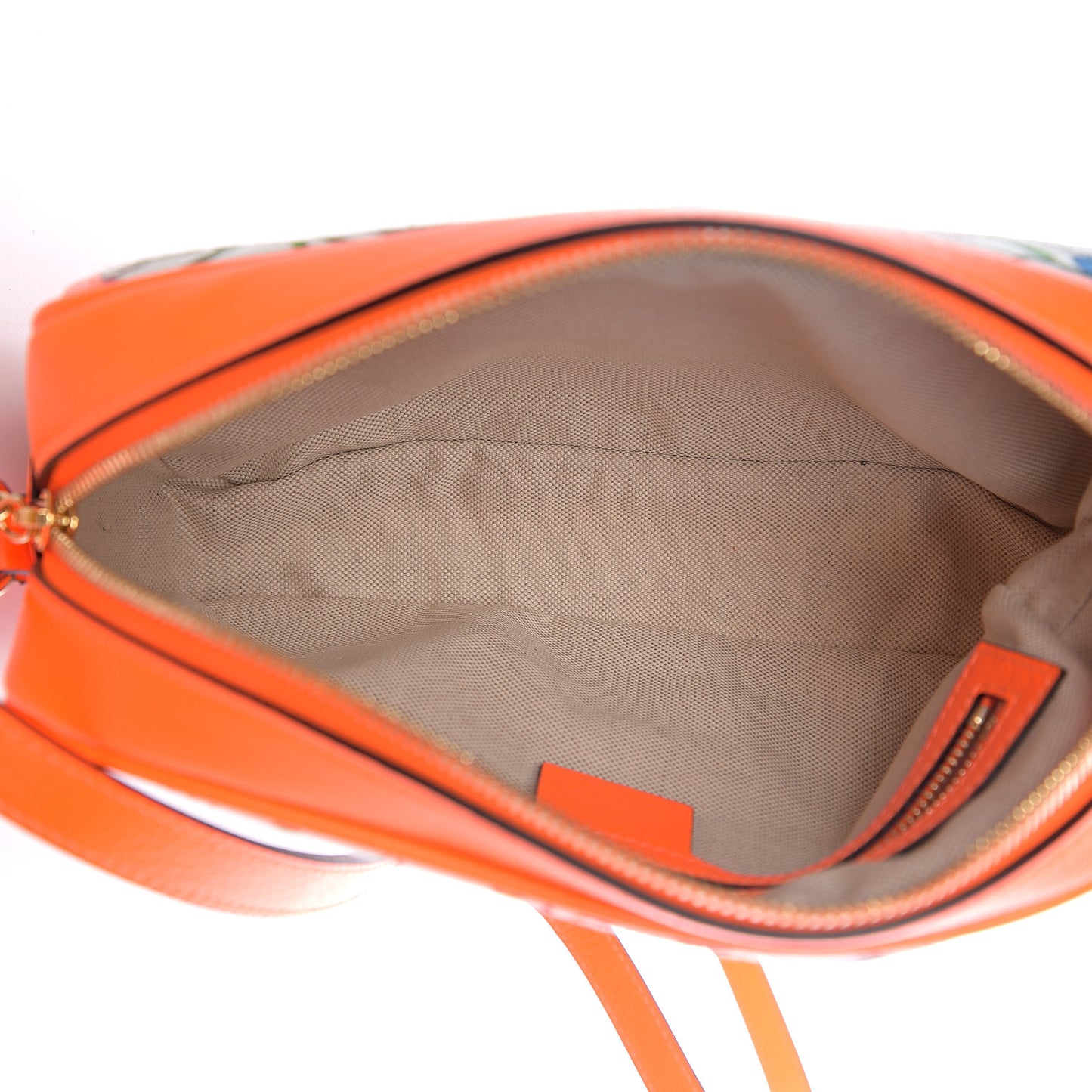 Canvas Flora Floral Shoulder Bag White Orange Fluo