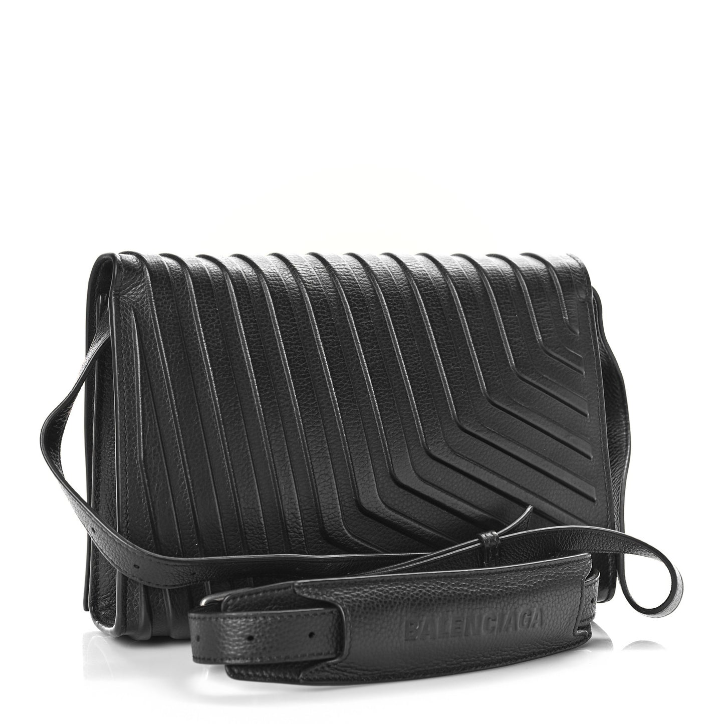 Grained Calfskin Car Flap Bag Black