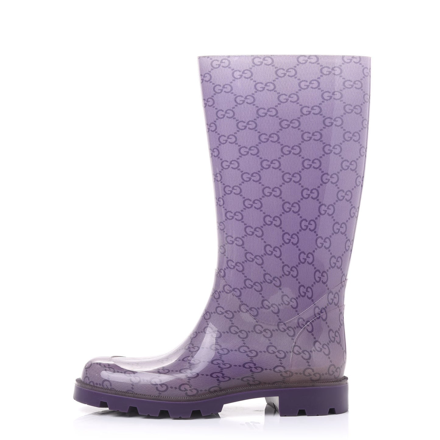 Rubber Monogram Edinburg Rain Boots 37 Transparent Grape Royal