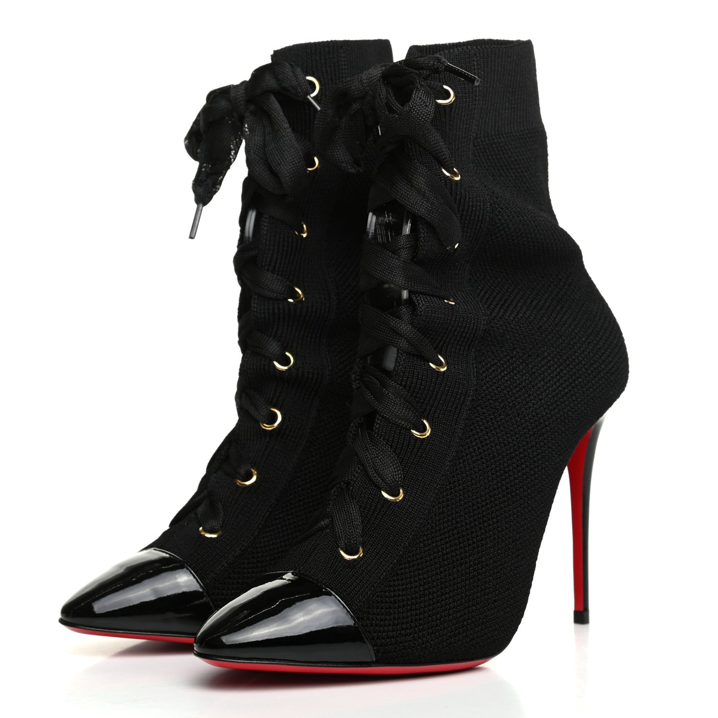 Patent Maille Tricot Frenchie 100 Ankle Boots 37.5 Black