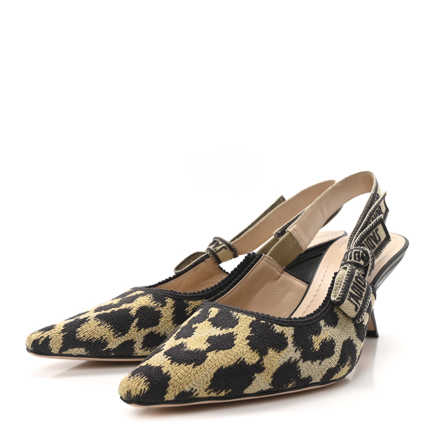 Mizza Cotton Ribbon Embroidered J'Adior Slingback 65mm Pumps 39 Beige