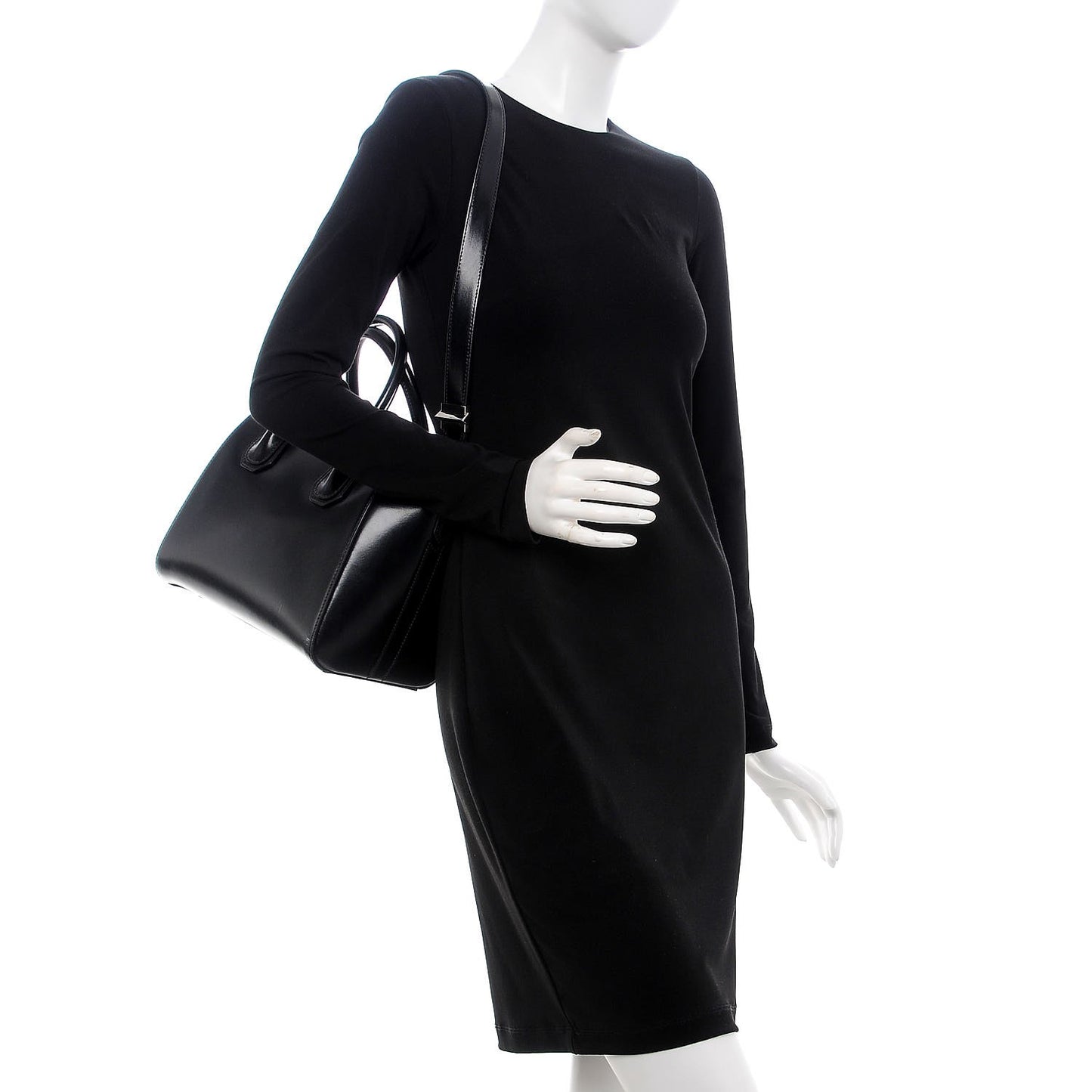 Shiny Lord Calfskin Small Antigona Black