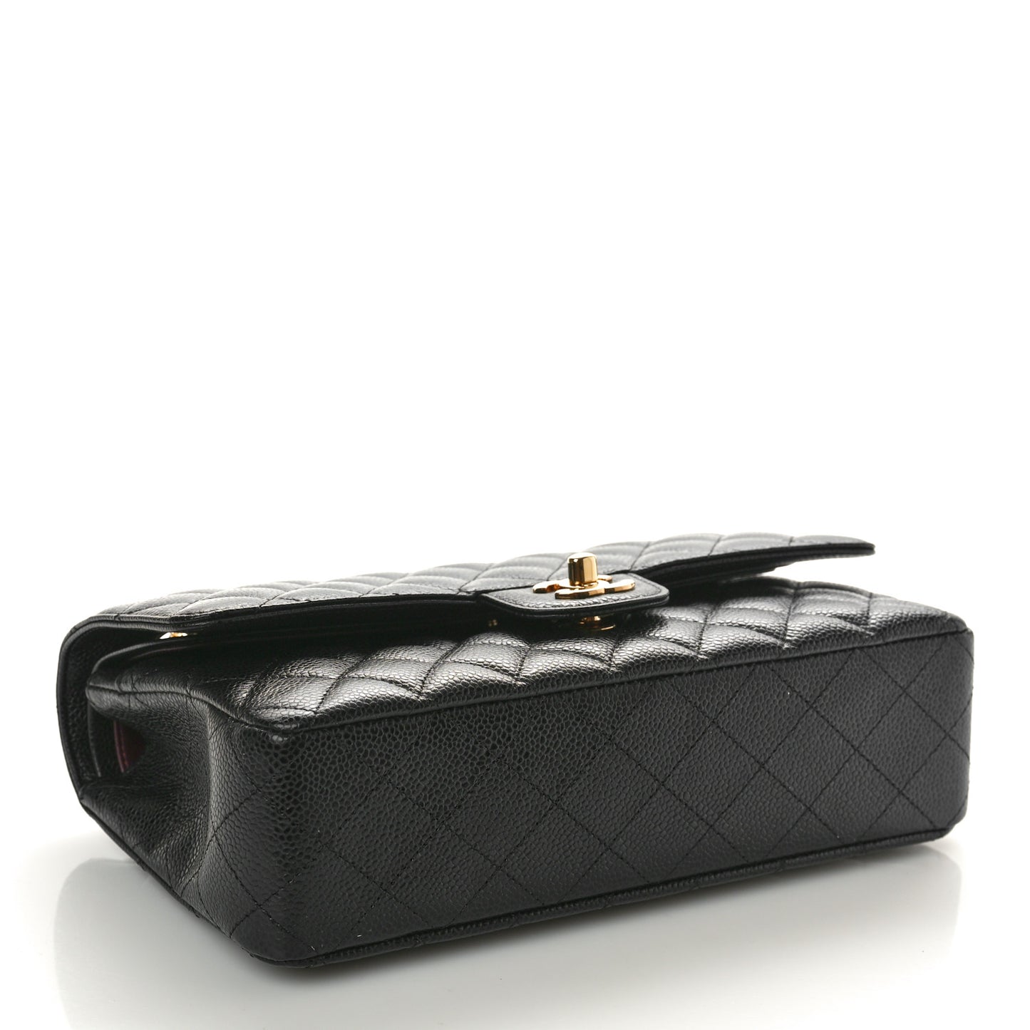 Caviar Quilted Medium Double Flap Black