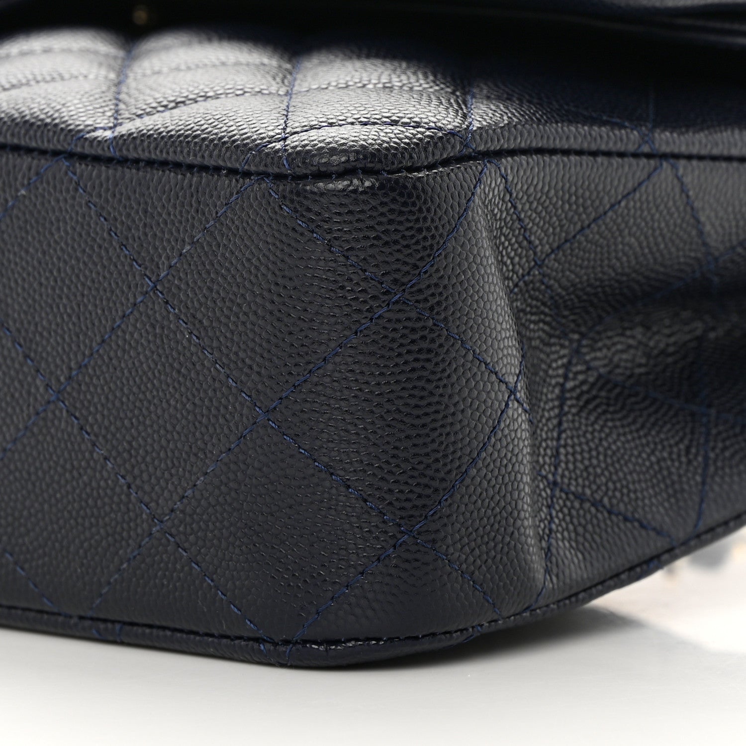 Chanel Caviar Quilted Medium Double Flap Dark Blue 10 of 13