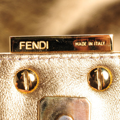 Fendi Leather Crystal Mama Baguette Gold 8 of 12