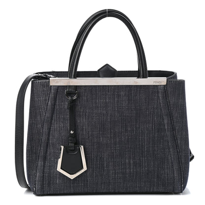 Fendi Denim Petite 2Jours Tote Blue Black 1 of 10