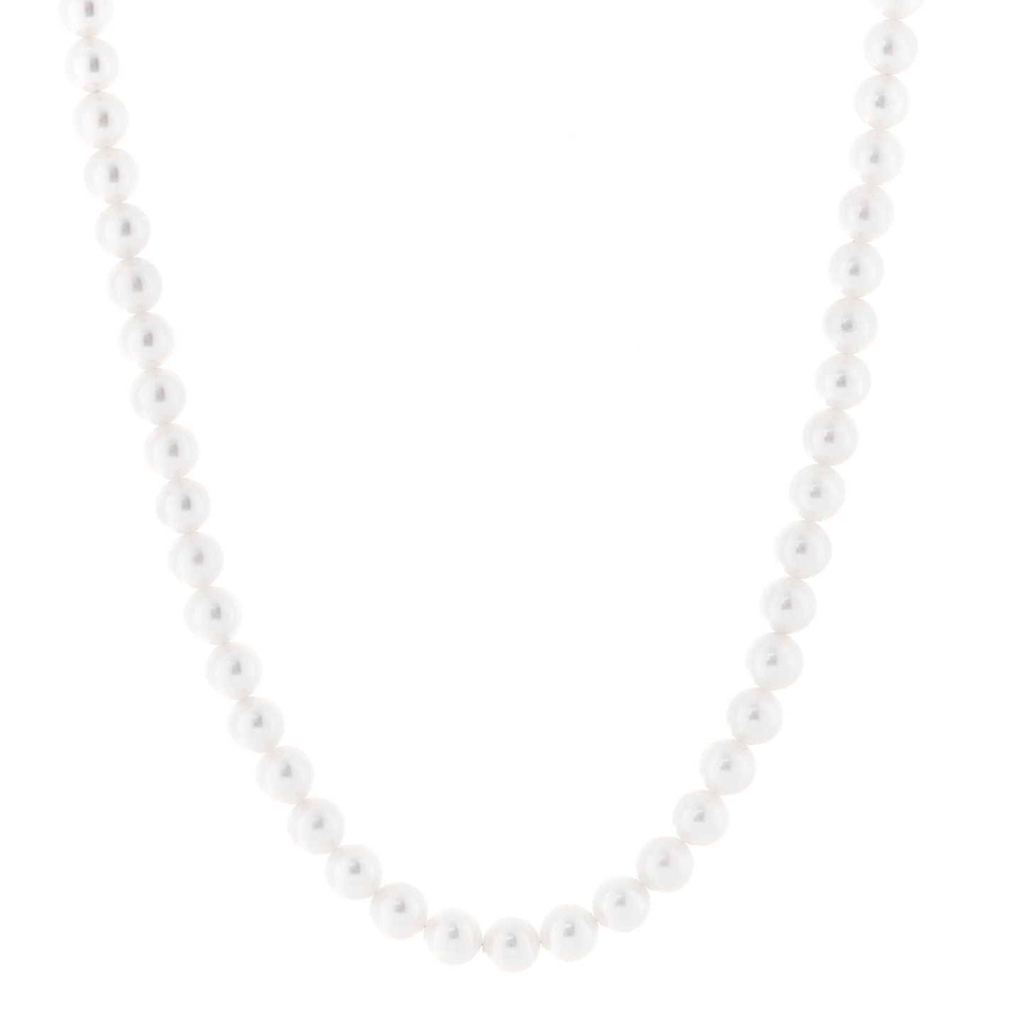Sterling Silver Akoya Cultured Pearl 6mm Strand Necklace 15"