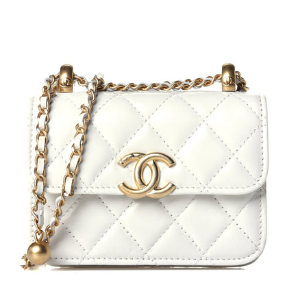 Chanel Calfskin Quilted Perfect Fit Coin Purse With Chain White 1 of 10