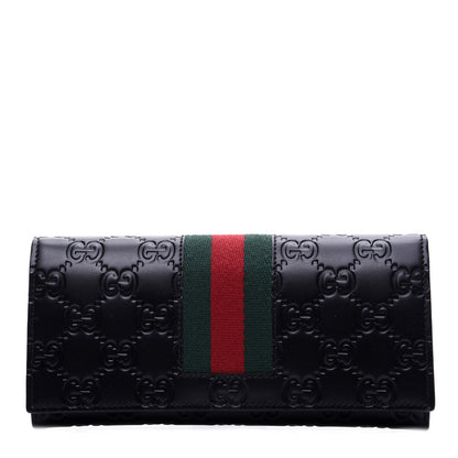 Gucci Guccissima Signature Web New Web Continental Wallet Black 1 of 10