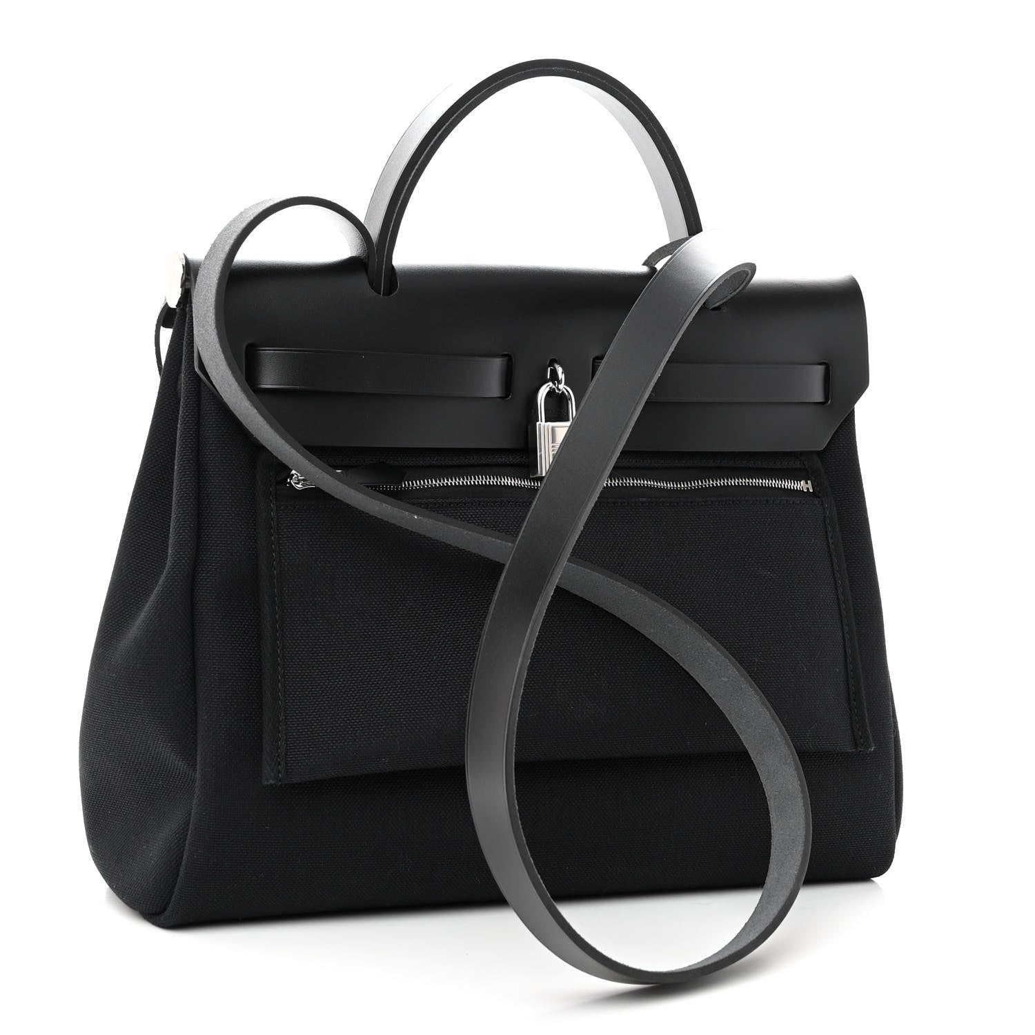 Hermes Military Toile Vache Hunter Herbag Zip PM 31 Black 3 of 10