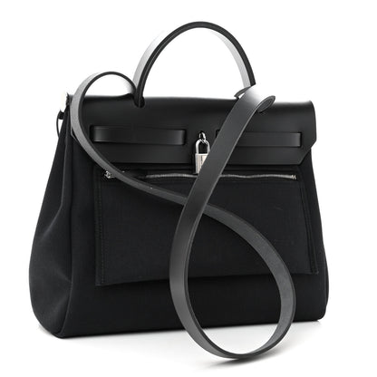 Hermes Military Toile Vache Hunter Herbag Zip PM 31 Black 3 of 10