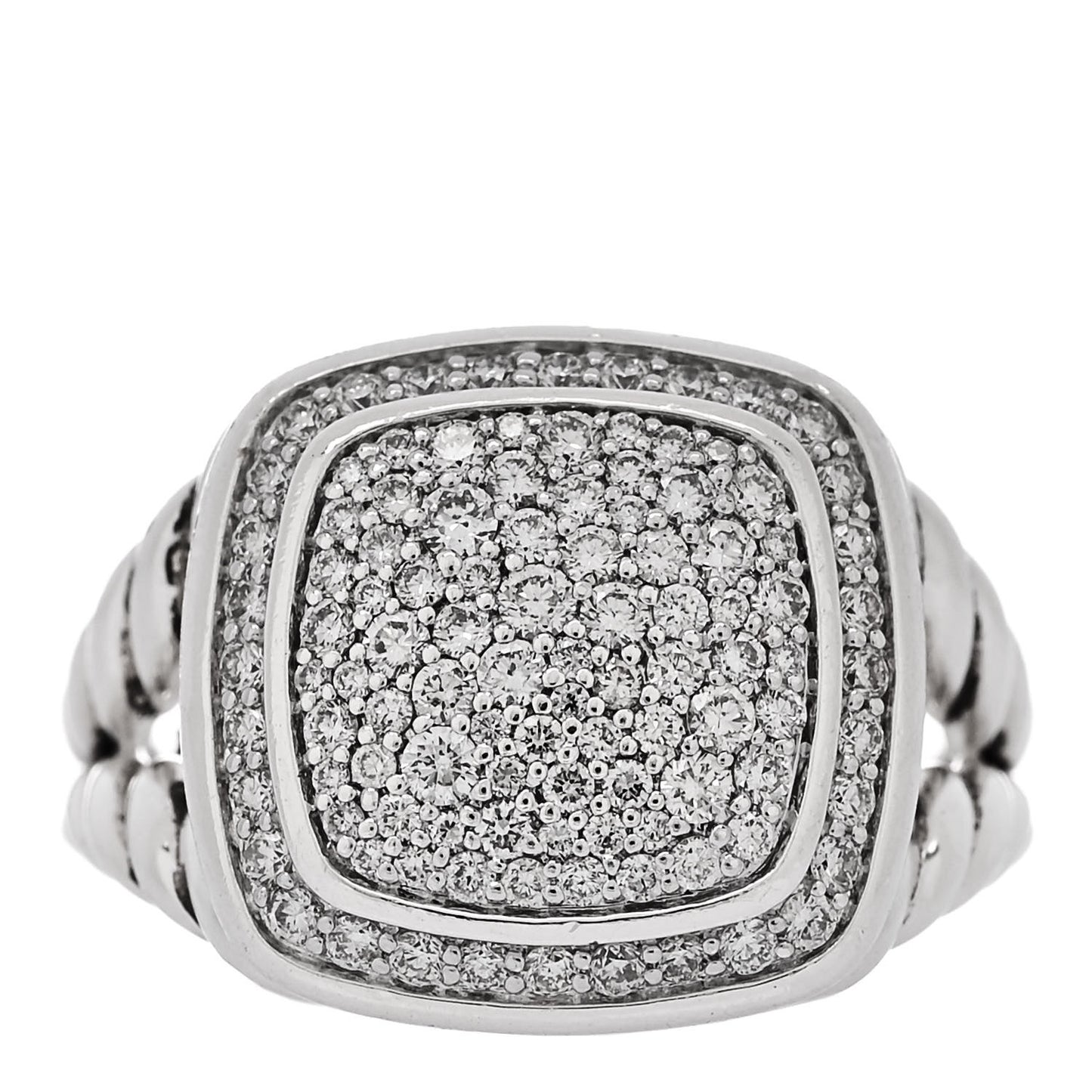 Sterling Silver Diamond 11mm Albion Pave Ring 52 6