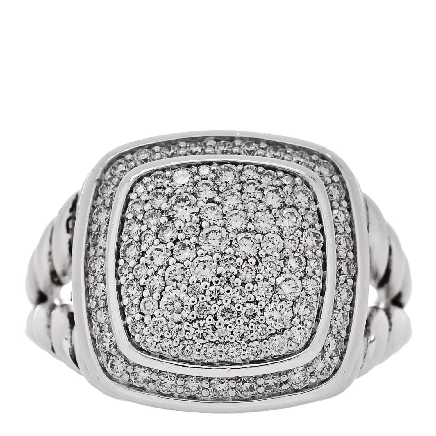 David Yurman Sterling Silver Diamond 11mm Albion Pave Ring 52 6 1 of 5