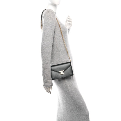 Celine Shiny Calfskin Triomphe Margo Wallet on Chain Black 2 of 10
