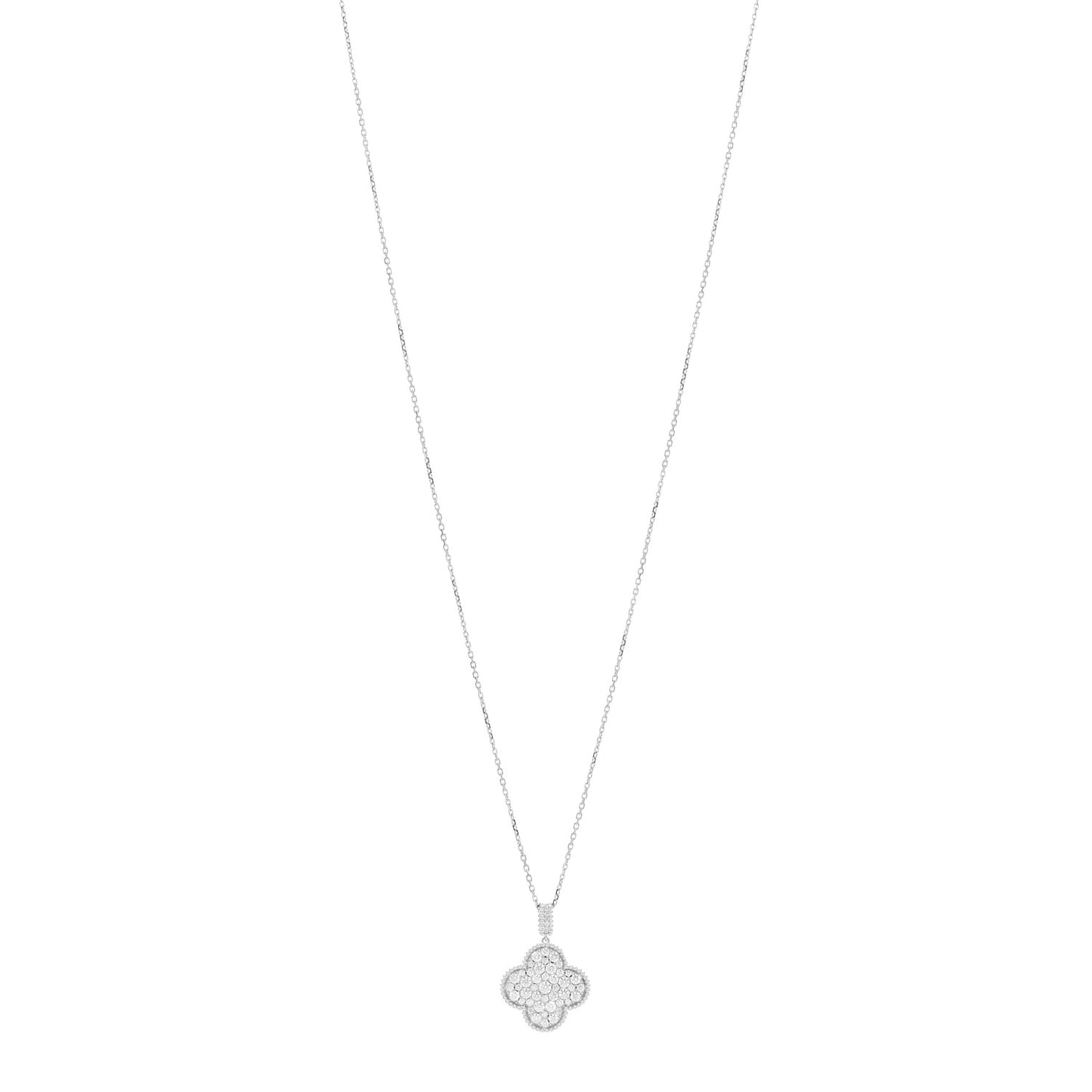 18K White Gold Diamond Magic Alhambra Long Necklace