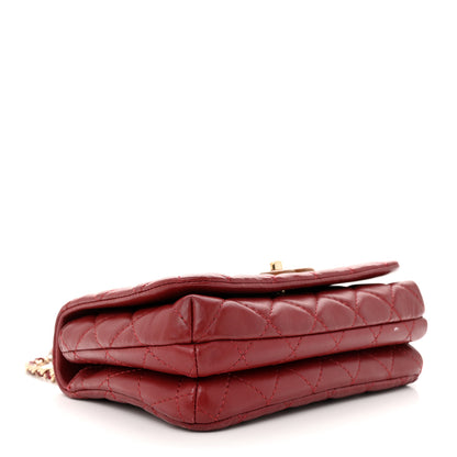 Chanel Lambskin Quilted Wood Mini Coco Handle Flap Red 4 of 15