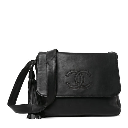 Chanel Lambskin CC Tassel Shoulder Flap Bag Black 1 of 10