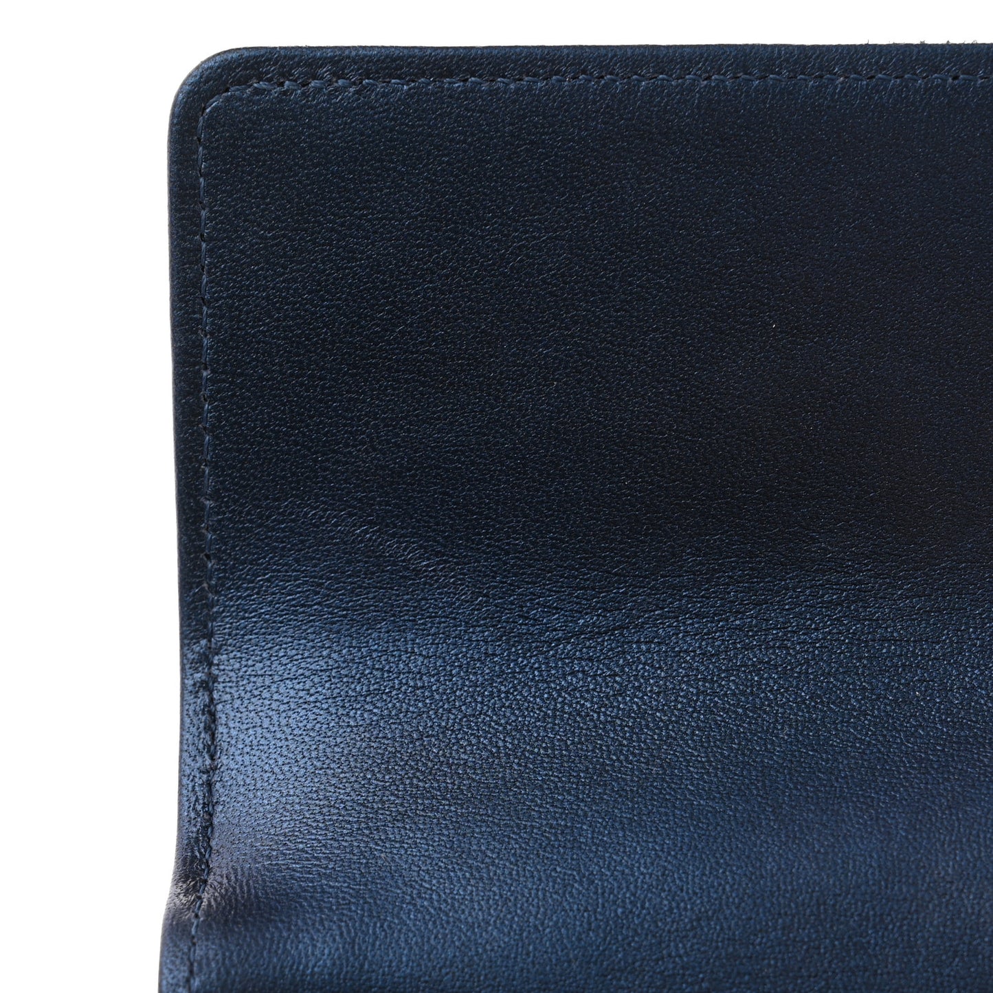 Metallic Lambskin Quilted Large Boy Gusset Flap Wallet Blue
