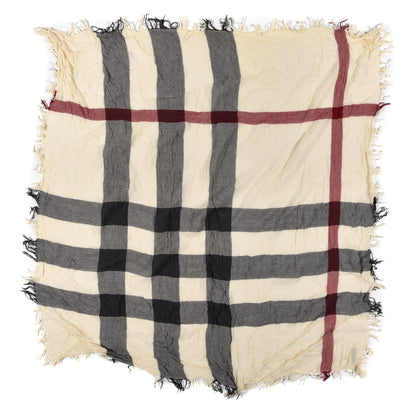 Burberry Merino Wool House Check Square Scarf Ivory 1 of 3