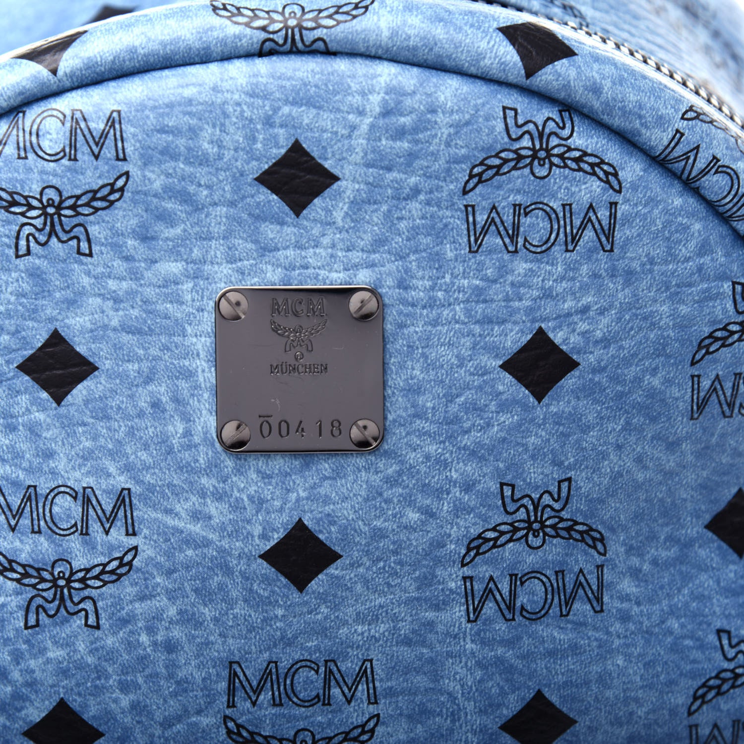 MCM Visetos Side Stud Mini Stark Backpack Blue 10 of 10