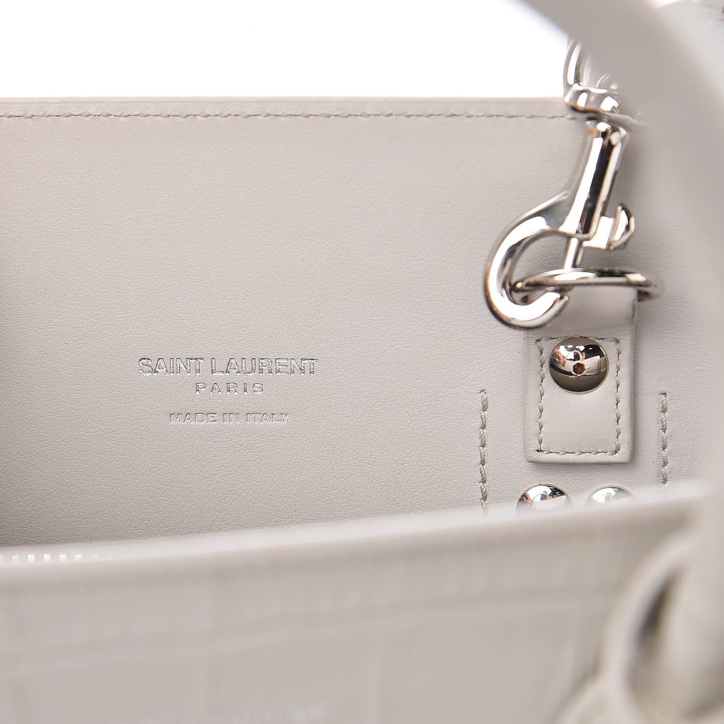 Calfskin Crocodile Embossed Baby Sac De Jour Gris Perle