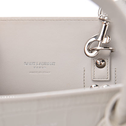 Saint Laurent Calfskin Crocodile Embossed Baby Sac De Jour Gris Perle 7 of 11